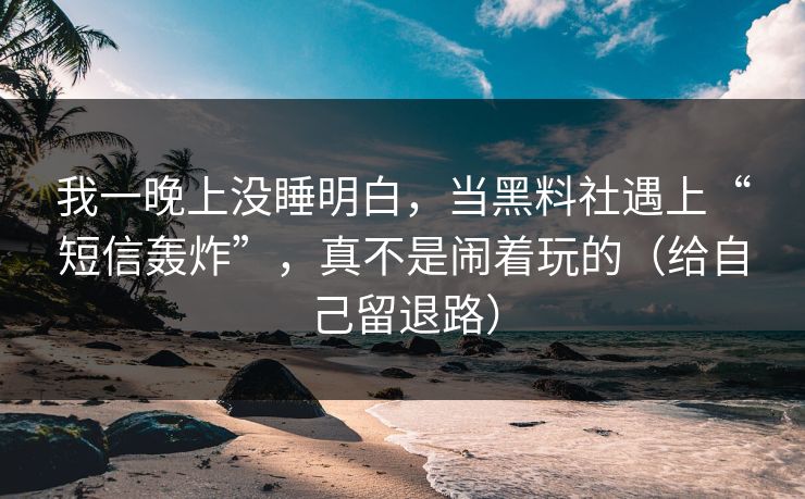 我一晚上没睡明白，当黑料社遇上“短信轰炸”，真不是闹着玩的（给自己留退路）
